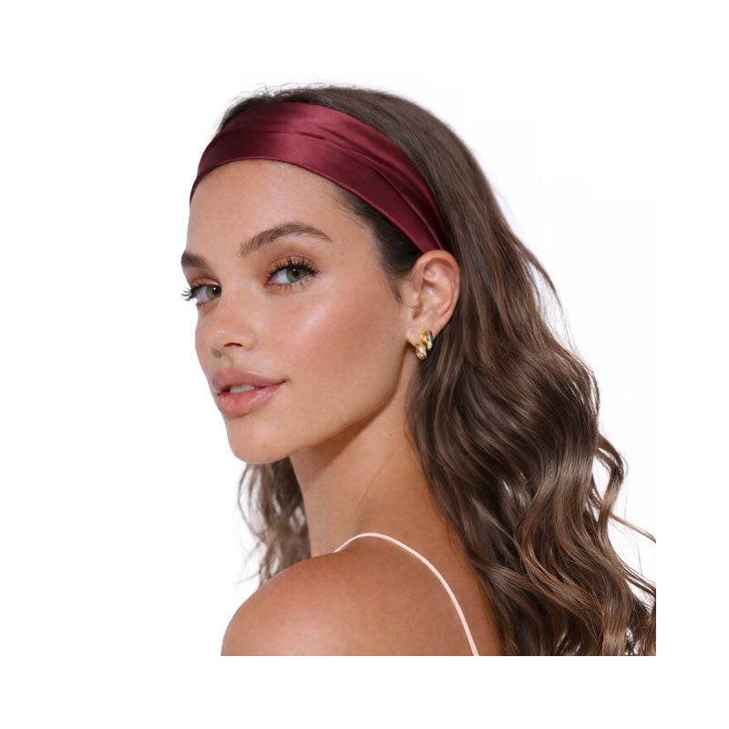 Casa Della Silk Elan Mulberry Silk Headband – Bordeaux Red