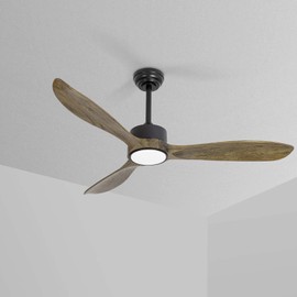 VACILL 52 inch Wood Ceiling Fan with Light and Remote,Noiseless DC Motor,6 Speed Levels,LED Dimmable,Amber Wood Blade