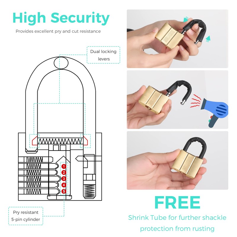 KAWAHA 81/40-1P Brass Padlock (Waterproof Solid Brass Lock) Shed Storage