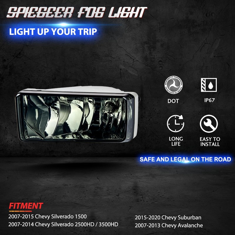 SPIEGEER - Conjunto de luces antiniebla para Chevy Silverado 2007,