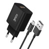 Netzladegerät, Micro-USB-Anschluss, Cool Universal, 2,4 A, Kit 2-in-1, Schwarz