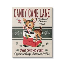 Stupell Industries Candy Cane Lane Vintage Reindeer Boot Canvas Wall Art, Design by Jo Moulton