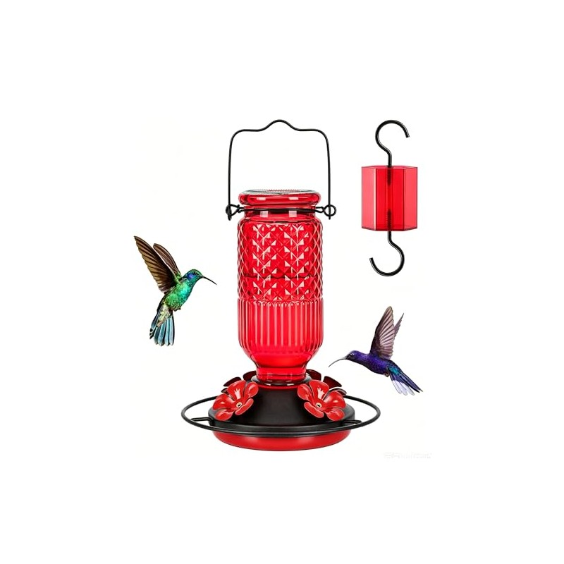 Hummingbird Feeder with Bee Guards and Ant Moat - 16