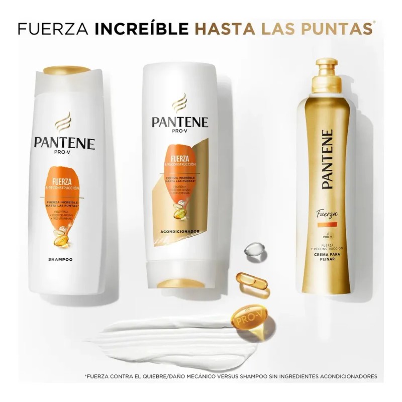 Shampoo Pantene Fuerza y Reconstrucción con Pro-vitaminas, Proteínas y Aceite