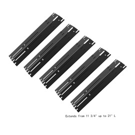Broilmann Universal Adjustable Grill Heat Plate Replacement for Gas Grill, Porcelain Steel Heat Plate Shield, Flavorizer Bar, Extends from 11.75" up to 21" L (Pack of 5)