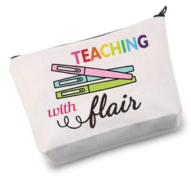 JXGZSO Multi-purpose Zipper Pouch - Teaching With Flair -B Ca Letter Print Polyester Casual Unisex Pouch Bag