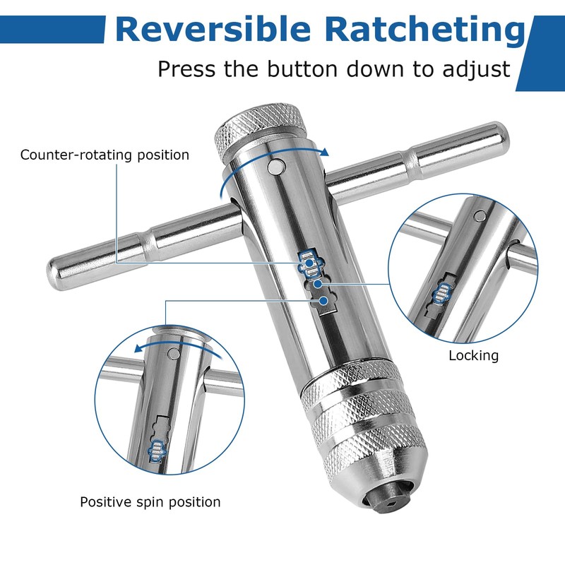 DBREAKS 2 Piece T Handle Tap Wrench Ratchet Tap Set