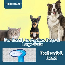 MoonyMars Small Dog Toothbrush, Cat & Puppy Tooth Brushing Kit, Mini Head Teeth Brush for Kitten & Tiny Pet, Doggy Toothbrushes Deep Dental Cleaning, 2 PCS - Blue