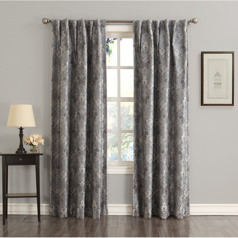 Sun Zero Mayfield Floral Pattern Blackout Back-Tab Curtain Panel, 54"