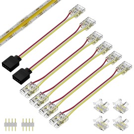 PAUTIX CCT COB LED Strip Connector Set for 10mm Width CCT Tunable COB LED Strip with 4-Pin Connector, Included 10CM Dual End Strip to Strip Connectors, Gapless Middle Connectors, Adapter Connection