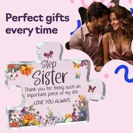 Step Sister Gifts - Important Piece - Acrylic Jigsaw Puzzle Plaque Keepsake Gift for Step Sister, 100mm x 100mm Christmas Birthday Present from Step Brother