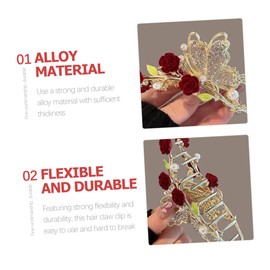 Baluue Metal Hair Claw Clip Back Clamp Holder Flower Clip Rhinestone for Hairstyles
