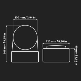 90° Degree 220 x 90 mm to Diameter 100 mm Rectangular Flat Duct Connector for Round Pipe Connection - Air Conditioning, Ventilation, Heating, Cooling