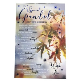 Special Grandad Autumn Leaves Design Sentiments Happy Birthday Card Lovely Verse