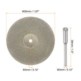 HARFINGTON 10pcs Diamond Cutting Wheel 50mm Full Sand Diamond Wheels Cut Off Discs Diamond Coated Cutting Wheel Replacement with 2pcs 3mm Mandrel for Rotary Tools