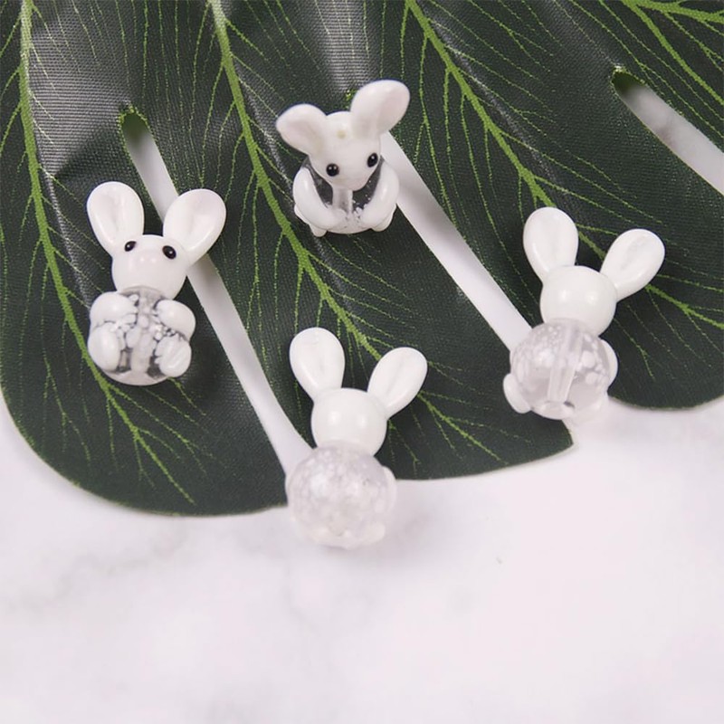 5Pcs Bunny Beads Handmade Lampwork Beads Glass Rabbit Beads