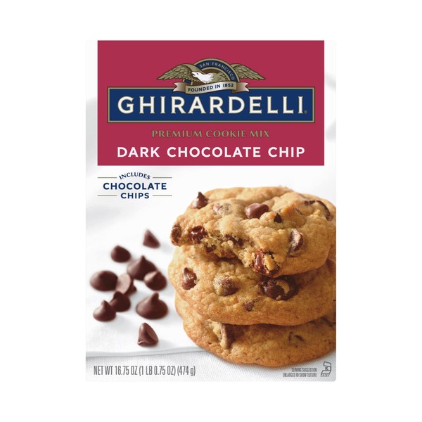 Ghirardelli Dark Chocolate Chip Premium Mix, Includes Chocolate Chips, 16.75 oz Boxes (Pack of 12)