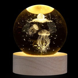 XIANNVXI Jellyfish Crystal Ball Paperweight Jellyfish Gifts Jellyfish Decor Jellyfish Lamp Crystal Lamp Sphere Lamp Cute Bedroom Decoration Office Decor