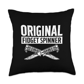 Fidget Spinner Funny Balisong Butterfly Knife Lovers Throw Pillow