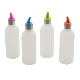 Mengshen Botellas de Plástico Paquete de 4 Botellas Transparentes Dispensadores Rellenables para Ketchup Mostaza Vinagre Salsas Aceite Sin BPA KT30