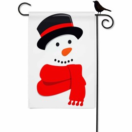 Mugod Winter Snowman Garded Yard Flag 12.5 x 18 Inch Double Sided Burlap Banner for Christmas Holiday Outside Decorations, Outdoor Flag for Porch Lawn Villa