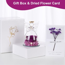 Geschenke für Mama, Geschenk zum Muttertag für Sie, Ewige Rose in Engel Glaskuppel, Infinity Rosen Konservierte Blumen Handgemachte, Engelsfigur aus Glas, Geschenk für Frauen Mutter Oma Großmutter