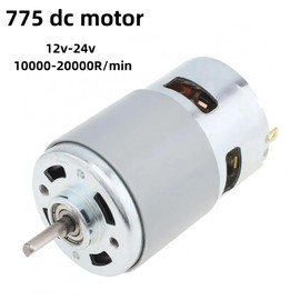 775 DC Motor 12V-24V DC Motor High Torque D C M otor 10000-20000 RPM Dual Ball Bearings Quiet Power Wheels Motor Upgrade D C M otor（with Bracket） (D Shaft Motors)