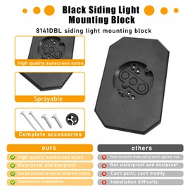 8141DBL Black Outdoor Siding Light Mounting Block Kit with Built-in Electrical Box,8141 Siding Mounting Plate for 1/2 inch Lap Double and 4 inch Siding Mounting Kit, Black 1 Pack