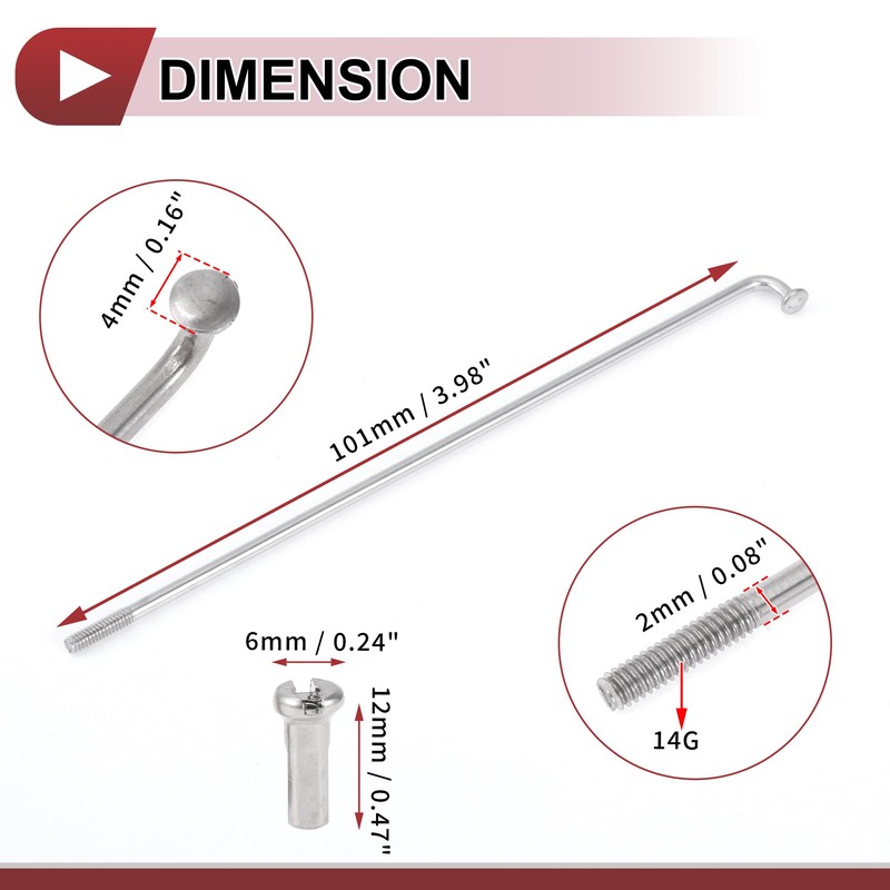 A ABSOPRO 12 Set 14G Bicycle Spokes 101mm Bike Wheel