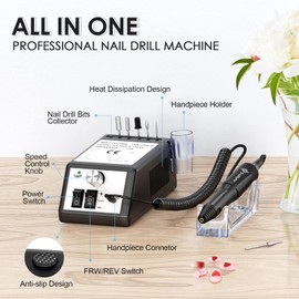 Professional Electric Nail Drill Machine Nail File Drill Set Kit for Acrylic Nails, Gel Nail, Nail Art Polisher Sets(Black)