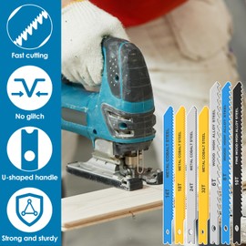 28-Piece Jigsaw Blades Set Professional U-Shaft Jigsaw Blade 6TPI/8TPI/10TPI/14TPI/18TPI/24TPI/32TPI Jigsaw Blades for Wood Plastic Metal 85 mm and 100 mm