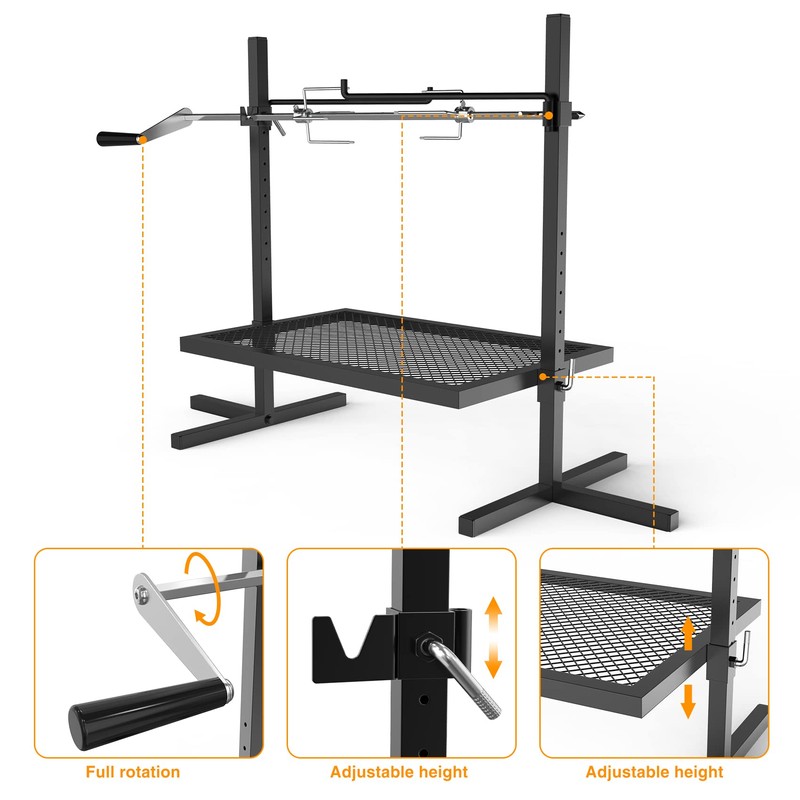 onlyfire Adjustable Grill Rotisserie System and Spit, Over Fire Camp