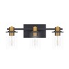 stambord 3 Light Bathroom Vanity Light, Black and Gold Light