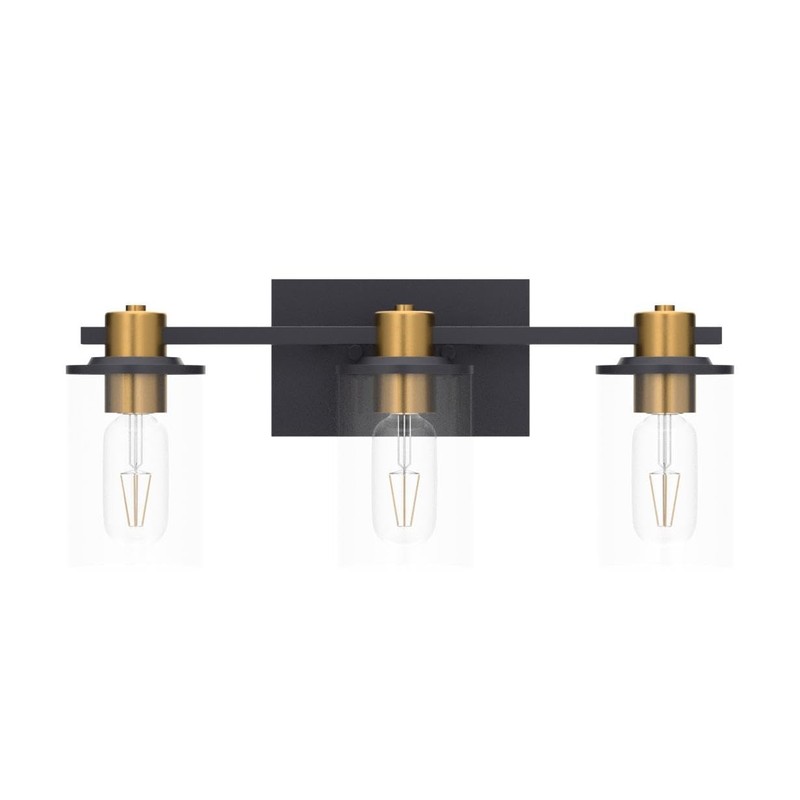 stambord 3 Light Bathroom Vanity Light, Black and Gold Light