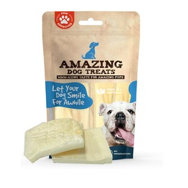 Mazing Dog Treats - Beef Cheek Chip Squares 4x4 (Regular - 4 Count) - NO Odor - Thick Cut - Rawhide Alternative - Beef Cheek Slice