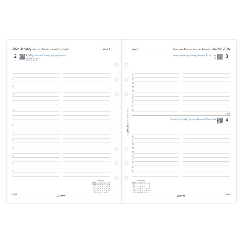 Filofax A5 day per page 5 language appointments 2026 diary