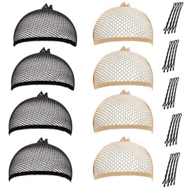 Wig Cap 8 Pcs Women Nude Mesh Weaving Caps Black Fishnet Wigs Caps,Stretchy Hair Net 20 Pcs 2 inch Black Bobby Pin Girls Hair Pins Mesh Weaving Fishnet Wigs Caps Stretchy Net (Multicolor)