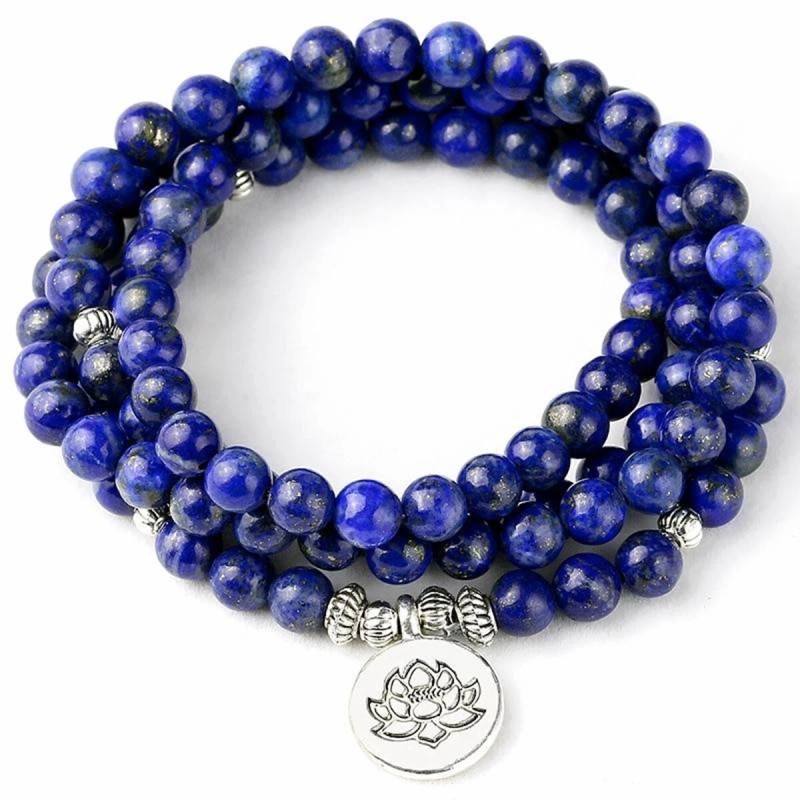 Unbranded 108 Mala Beads Lapis Lazuli Prayer Bracelet 8mm Gemstone