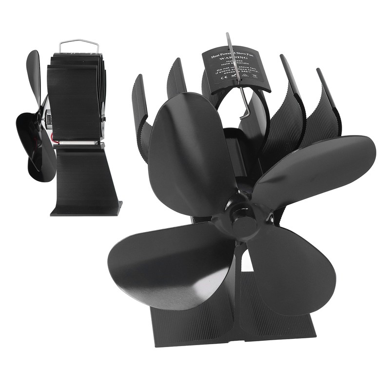 4 Blade Fireplace Fan Aluminium Alloy Heat Powered High Temperature