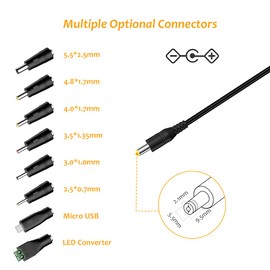 Zolt 12 W AC to DC Switching Power Supply 3 V 4.5 V 5 V 6 V 7.5 V 9 V 12 V 1 A Universal Power Supply with 8 DC Plugs for Speakers, Camera, Lamp, Tablet and More Household Electronics, 1000 mA Max.