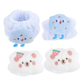 Baluue 4pcs Water Absorption Wristband for Face Washing Comfortable Makeup Bands for Spa and Exercise Durable and Easy to Wash with Cute Cartoon Designs