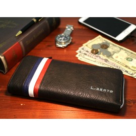 Edwin Men's Long Wallet, Round Zipper, Black