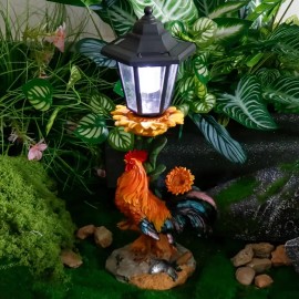 [Resin Rooster Statue] Resin Rooster Statue | Patio Rooftop Decorations, Sunflower Rooster Decorative Ornament for PorchColor: Orange, Size: M