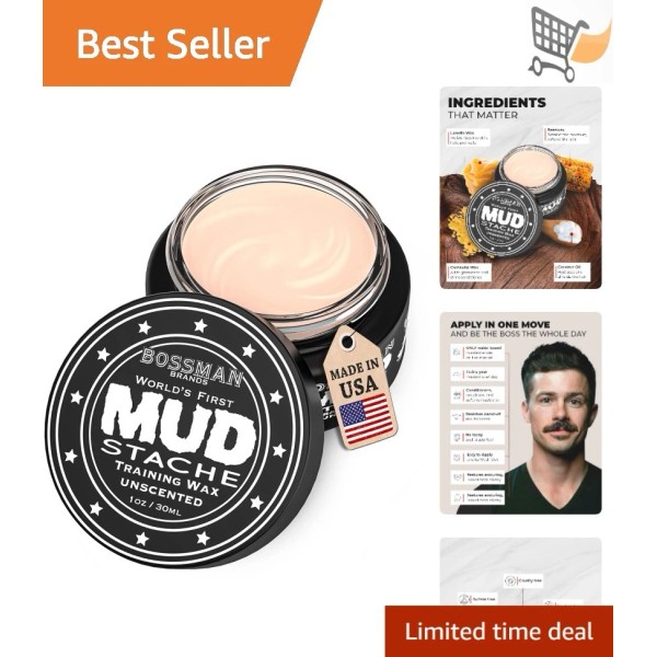 Unbranded Mustache Wax Strong Hold Unscented 1 oz Taming Styling