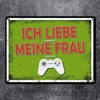 Metal Sign with Gamer Motif and Saying: Ich liebe es