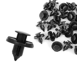 ACROPIX Plastic Rivets 8mm Hole Diameter Retainer Clip Plastic Rivet Drive Mud Flap Bumper Fender Push Clip for Nissan Black 30pcs