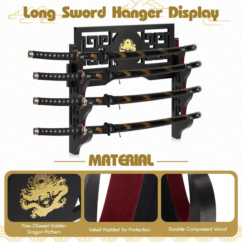Barydat Katana Sword Holder Stand Wall Mount Katana Samurai Sword