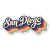 Squiddy San Diego Layered Retro Style - Vinyl Sticker Decal for Phone, Laptop, Water Bottle (3" Wide)