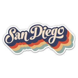 Squiddy San Diego Layered Retro Style - Vinyl Sticker Decal for Phone, Laptop, Water Bottle (3" Wide)
