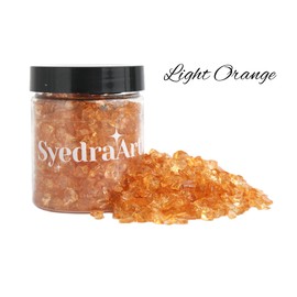 Syedra Crushed Glass for Resin Art, Set of 3,Broken Glass Pieces for Crafts 3-6mm 1LB (Orange)